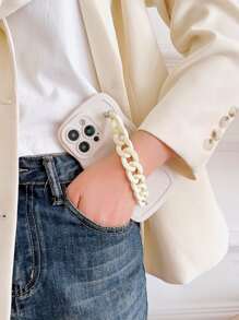 Solid Phone Case With Chain Hand Strap - Multicolor - View 1