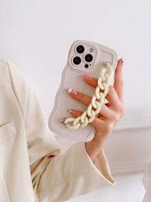 Solid Phone Case With Chain Hand Strap - Multicolor - View 2