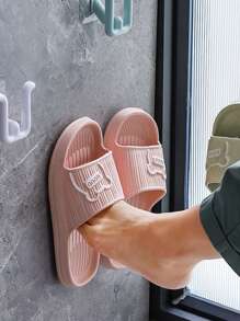 2pcs Wall-Mounted Bathroom Slipper Hangers, No-Punch Shower Room Hanger, Slipper Drain Rack, Toilet Shoe Rack, Bathroom Storage Shelf - Pink - View 4