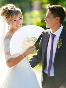 1pc Plain Folding Fan Birthday - White - View 9