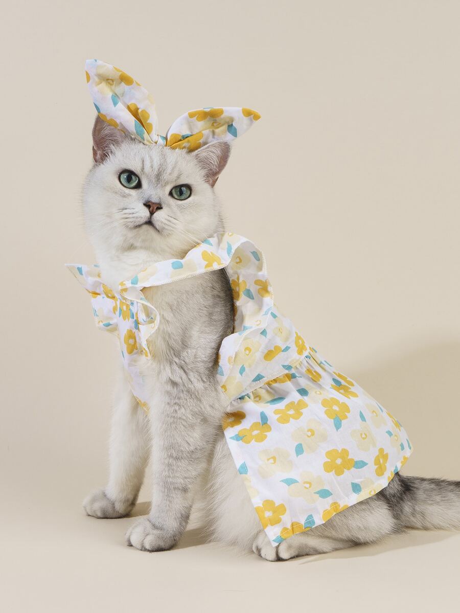 1pc Cute Pattern Cat Pet Clothes - Multicolor - View 1