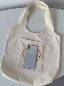 Đúng mốt Và Đơn giản Túi vải Với Chữ cái Và In Trái tim , Dễ Đến - Màu be - Xem 6