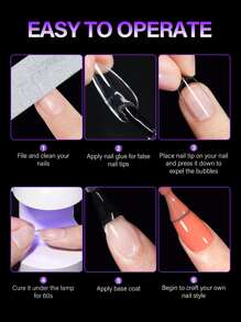 192 Chiếc Móng Tay Giả Hình Hạnh Nhân Vừa, 12 Kích Cỡ Đầu Móng Tay Trong Suốt, Hoàn Hảo Cho Việc Nối Móng Tay Và Tự Làm Tại Nhà Bấm Vào Móng Tay Đồ Dùng Làm Móng - Trong sáng - Xem 3