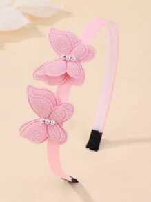 bilicaca 3pcs Random Color Macaron Pearl Butterfly Hair Clip For Children's Parties, Girls' Dance Parties, Ponytail Headband, Baby Hair Accessories