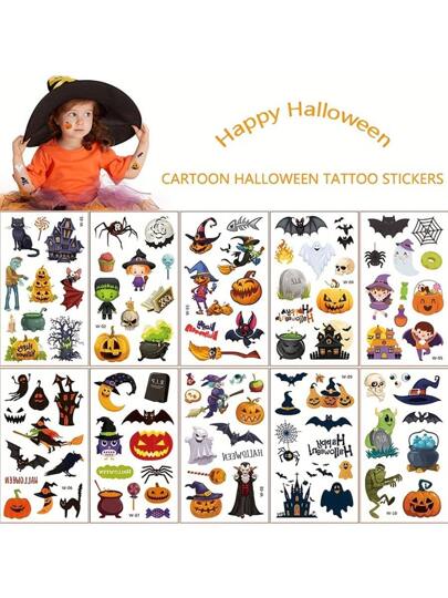 10bambiniHalloweenAdesivipertatuaggi,divertenteeinteressantefestaregaliadesivi - Halloween 2023