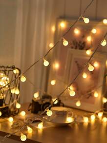 1pc Led Fairy Light String With Ball Shaped Bulbs, Battery Operated, Suitable For Home Decoration, Bedroom, Balcony, Camping Tent, Wedding - Yellow - View 1