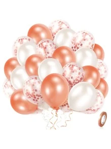 60入組玫瑰金派對氣球帶多彩紙屑,適用於生日,婚禮,畢業和週年慶派對裝飾 - 彩色 - 查看 1