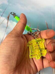 1 套霓虹果冻色 3D 艺术 Y2K 多彩随机色亚克力霓虹绿草文字霓虹红霓虹黄霓虹粉硅胶弹性可调节防丢钥匙链金属钥匙圈防丢挂绳腕带，游泳配件 - 黃色 - 查看 7