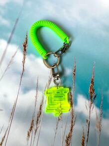 1 套霓虹果冻色 3D 艺术 Y2K 多彩随机色亚克力霓虹绿草文字霓虹红霓虹黄霓虹粉硅胶弹性可调节防丢钥匙链金属钥匙圈防丢挂绳腕带，游泳配件 - 黃色 - 查看 3