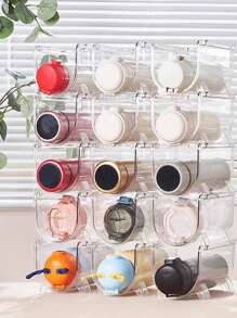 Cốc Nước Trong Suốt Nhiều Lớp Giá Đựng Đồ, Sáng Tạo Có Thể Xếp Chồng Cốc, Chống Bụi Hộ Gia Đình Sắp Xếp Lưu Trữ Cho Cốc Cách Nhiệt - Trong sáng - Xem 5