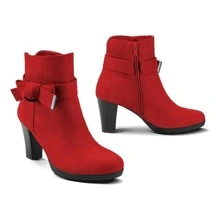 Women's Booties With Chunky Stacked Heel Ladies Ankle Boots - 紅色 - 查看 2