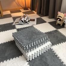 12pcs Grey/white Interlocking Floor Mats, Bedroom Bedside Carpet, Washable, Suitable For Window Sill, Tatami, Home Use, 12*12in - Multicolor - View 2