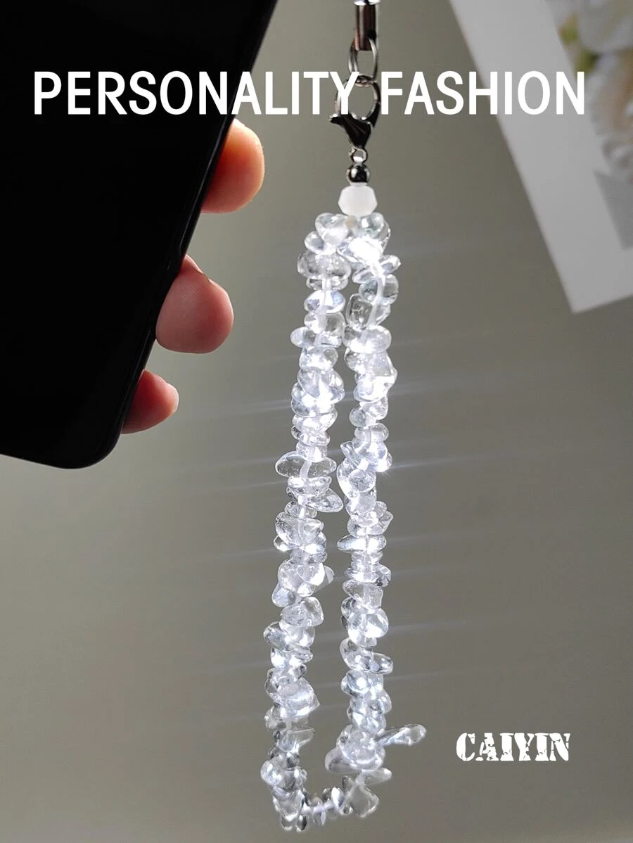 1 dây đeo điện thoại pha lê trắng thời trang DIY - trắng - Xem 1