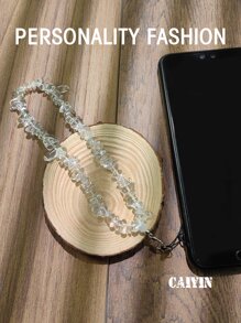 1 dây đeo điện thoại pha lê trắng thời trang DIY - trắng - Xem 4