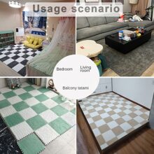 12pcs Grey/white Interlocking Floor Mats, Bedroom Bedside Carpet, Washable, Suitable For Window Sill, Tatami, Home Use, 12*12in - Multicolor - View 11