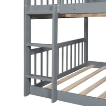 MERAX Full-Over-Full-Over-Full Triple Bed With Built-In Ladder And Slide, Triple Bunk Bed With Guardrails - Xám - Xem 11