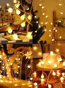 1pc Led Fairy Light String With Ball Shaped Bulbs, Battery Operated, Suitable For Home Decoration, Bedroom, Balcony, Camping Tent, Wedding - Yellow - View 9