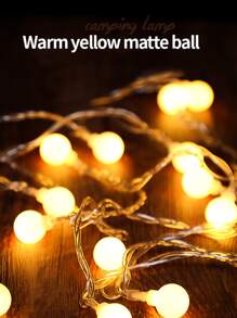 1pc Led Fairy Light String With Ball Shaped Bulbs, Battery Operated, Suitable For Home Decoration, Bedroom, Balcony, Camping Tent, Wedding - Yellow - View 5