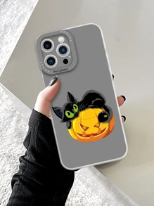 南瓜和黑貓設計的TPU手機殼，適用於iPhone - 彩色 - 查看 1
