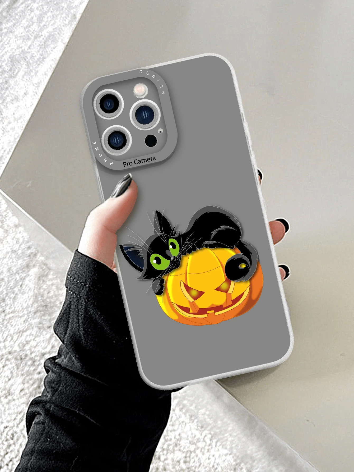 南瓜和黑貓設計的TPU手機殼，適用於iPhone - 彩色 - 查看 1