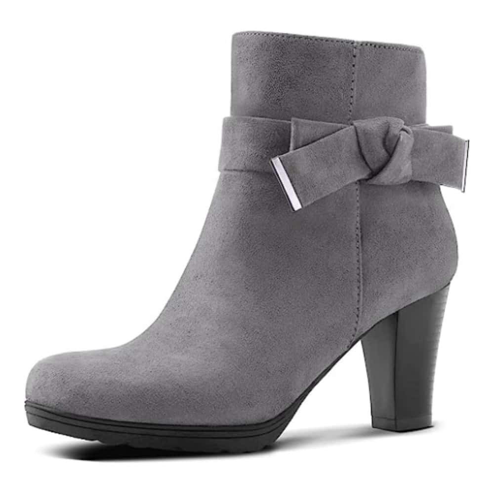 Women's Booties With Chunky Stacked Heel Ladies Ankle Boots - Grey - View 1
