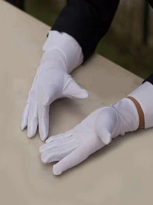 1雙中性白色聚酯三桿分指手套，男司機或協議手套，適用於工業、安全鑽等 - 白色 - 查看 6