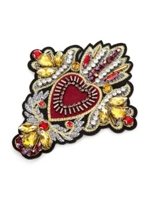 1pc Shield Shaped Embroidered Beaded Patch - Multicolor - View 2