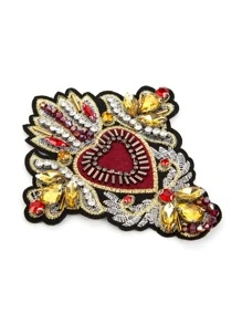1pc Shield Shaped Embroidered Beaded Patch - Multicolor - View 3