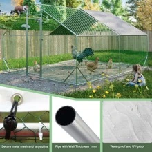 Large Chicken Coop,Metal Chicken House/Pen for 8/12 Chickens Poultry Cage with Waterproof Cover for Rabbits Duck Walk-in Chicken Run for Yard Outdoor - 銀色 - 查看 4