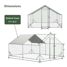Large Chicken Coop,Metal Chicken House/Pen for 8/12 Chickens Poultry Cage with Waterproof Cover for Rabbits Duck Walk-in Chicken Run for Yard Outdoor - 銀色 - 查看 11