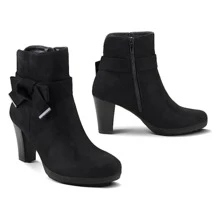 Women's Booties With Chunky Stacked Heel Ladies Ankle Boots - Black - View 2