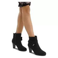 Women's Booties With Chunky Stacked Heel Ladies Ankle Boots - Black - View 5
