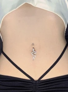 1入組蛇臍環適合女士S925純銀歐美風格女士們精細的首飾類禮品 - 銀色 - 查看 5