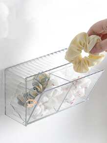 1 pieza Caja de almacenamiento transparente montada en la pared para accesorios para el cabello de niños (ligas, vinchas, pasadores) Organizador de maquillaje