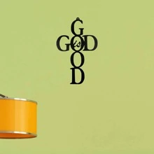 1pc Black God Is Good Cross Metal Art Wall Decor - Black - View 2