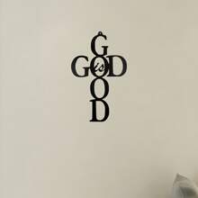 1pc Black God Is Good Cross Metal Art Wall Decor - Black - View 3