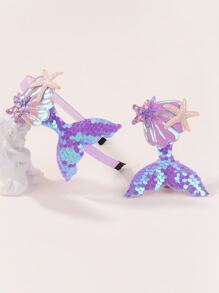 bilicaca 2 Stücke Cartoon Kinder Haarklammer Set, Festlich Party Meerjungfrau Paillette, Mädchen Stirnband Seite, Clip Baby Haarschmuck mit Schleife - Verschiedenfarbig - Übersicht 2