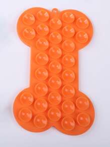 1入組骨類型矽膠舔地墊狗狗慢餐飲慢餐飲寵物慢餵養地墊橘色灰色隨機頭髮 - 橘色 - 查看 4