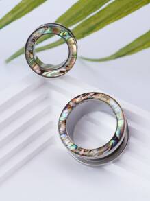 1對耳朵不銹鋼耳朵隧道測量延伸器擴耳器穿孔 - 空心 - 查看 3