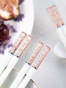 1/5 Pairs Cherry Blossom Chopsticks Morandi Color Tableware Separator Chopsticks ,Kitchen,Christmas Gift - Multicolor - View 3