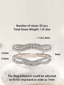 1pc 925 Sterling Silver Enhancer Rings For Women Adjustable Wedding Band For Engagement Ring High Grade Cubic Zirconia Luxury Jewelry Valentines Gift - Silver - View 5