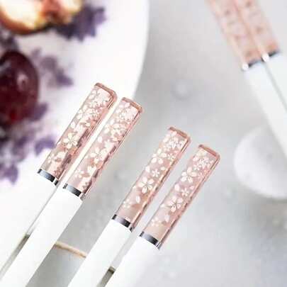 1/5 Pares de Palillos con diseño de Flor de Cerezo, Separador de Vajilla de Color Morandi, Regalos de Cocina y Navidad