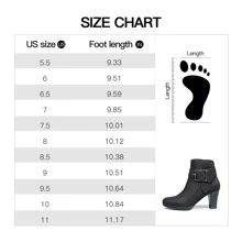 Women's Booties With Chunky Stacked Heel Ladies Ankle Boots - Black and White - View 7