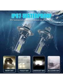 2入組汽車霧燈 H7 H4 H11 Led 霧燈 9005 9006 汽車行駛燈泡 H1 H3 燈 - 白色 - 查看 7