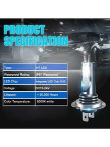 2入組汽車霧燈 H7 H4 H11 Led 霧燈 9005 9006 汽車行駛燈泡 H1 H3 燈 - 白色 - 查看 9