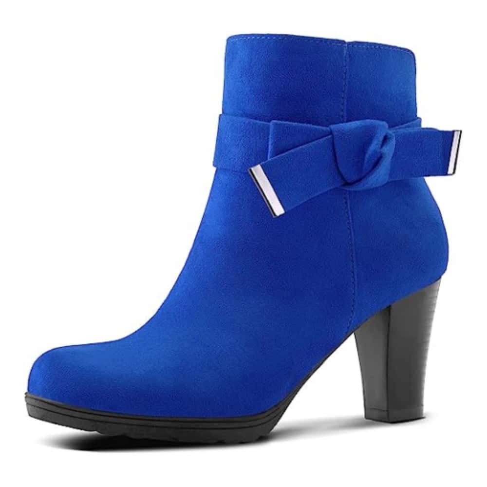 Women's Booties With Chunky Stacked Heel Ladies Ankle Boots - 藍色 - 查看 1