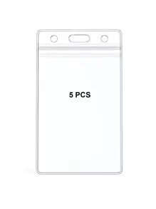 5pcs Vertical Transparent Waterproof Id Card Holders Back To School - Clear - View 1