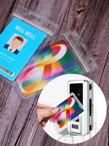 5pcs Vertical Transparent Waterproof Id Card Holders Back To School - Clear - View 4