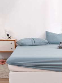 柔软舒适的蓝色超细纤维床笠，适用于卧室和客房 - 水鴨藍 - 查看 8