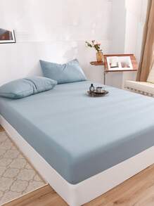 柔软舒适的蓝色超细纤维床笠，适用于卧室和客房 - 水鴨藍 - 查看 9
